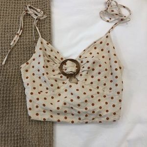 Illa illa polka dot cropped top with circle ring